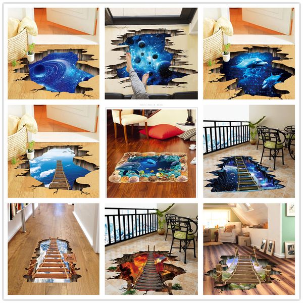 3d Broken Wall Cosmic Space Wall Sticker Home Decor Living Room