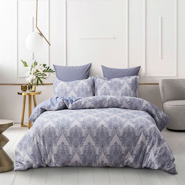 

phf jacquard duvet cover set 100% washed cotton yarn-dyed soft vintage breathable paisley pattern king size bedding set luxury