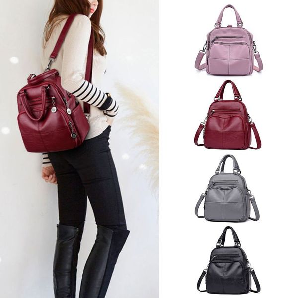 

fashion new women backpack washed leather rucksack lady female casual crossbody sling shoulder bag purse top handle bag satchel