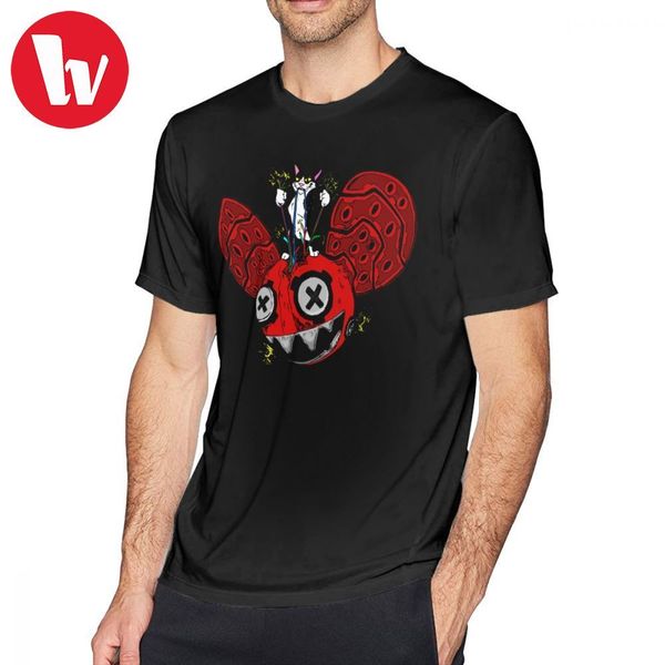 

deadmau5 t shirt destruction t-shirt summer plus size tee shirt 100 cotton male cute short sleeve graphic tshirt, White;black