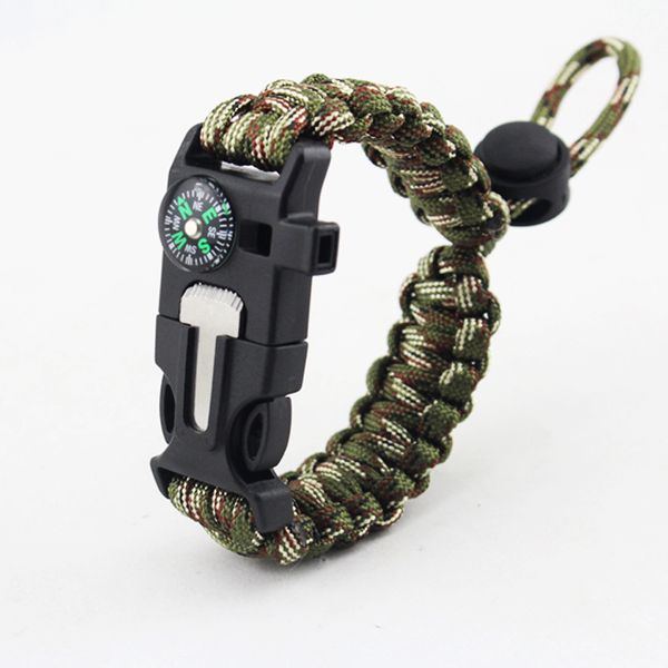

4 in 1 outdoor survival rope bracelet multi-function tactical camping emergency rescue bracelet with knife compass rope whistle