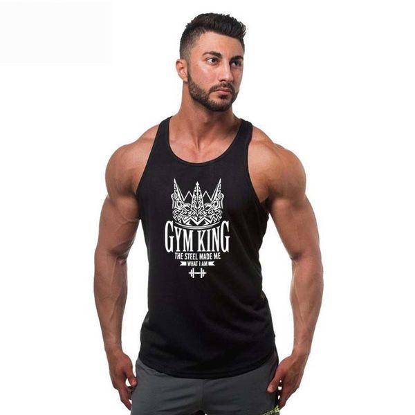 

2018 fashion men brand clothing bodybuilding gyms sleeveless tank men fitness vest singlet sportswear workout tanktop, White;black