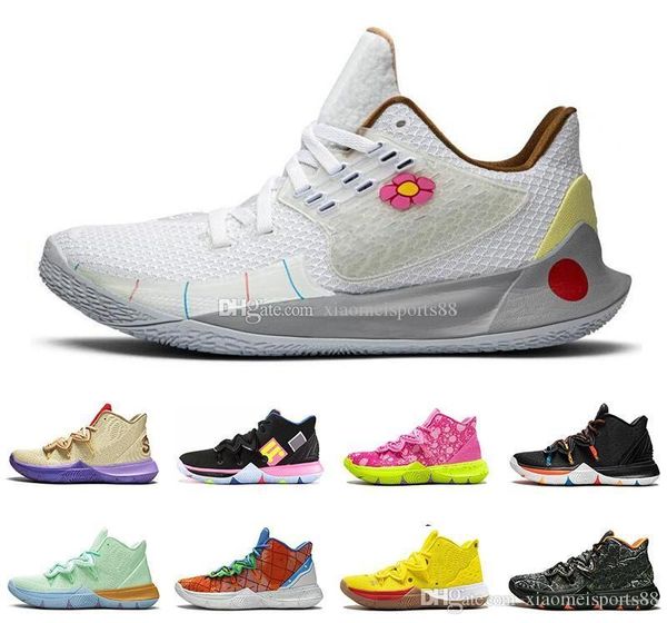 

new kyrie 5 men basketball shoes sponge oreo friends taco cny pineapple house sandy cheeks bob mens trainer athletic sports sneakers, White;red
