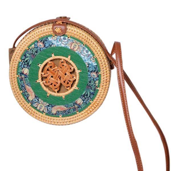 

new-summer straw weave beach round bags crossbody bag for women ethnic style shoulder bags lady bohemia style handbag