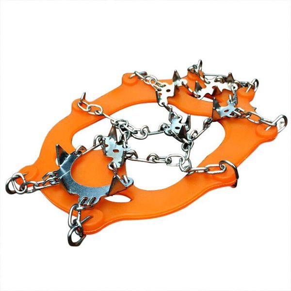 

outdoor steel chain with 18-stud non-slip footwear spikes slip-on stretch crampons, White;red