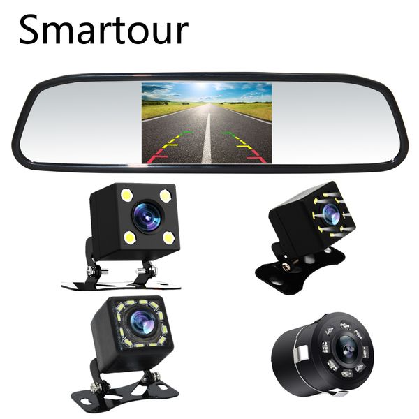 

smartour 4.3" car rearview mirror monitor auto parking system + led night vision backup reverse camera ccd car rear view camera