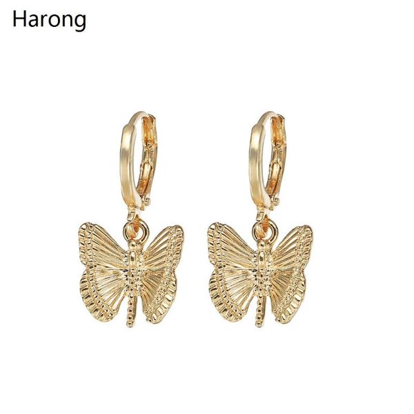 

2020 нового качество copper golden butterfly insect серьга обруча cute мода малых серьги ювелирных изделий для женщин свадебных подарков пар, Golden;silver