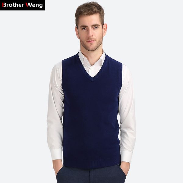 

brother wang business casual взанй жиле мђжкой 2019 оен зима новй v-обѬазнй воѬоник лоп, Black;white