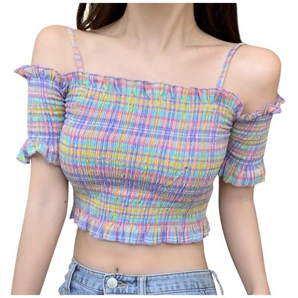 

tank lady women crop retro floral short sleeve camisole vest summer casual women clothes, White