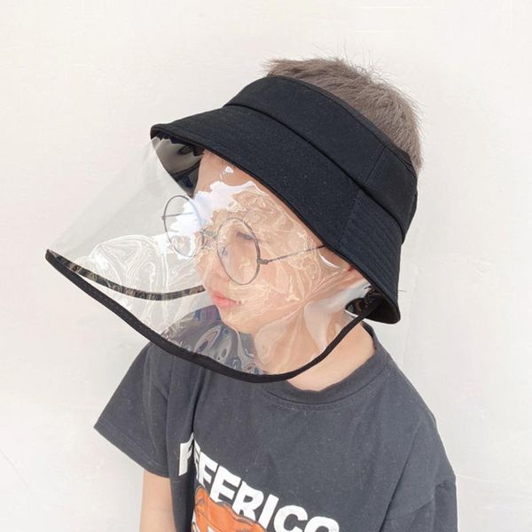 

child hat summer protective solid without anti-spitting hat dustproof cover cap bucket with plastic shield for kids, Yellow