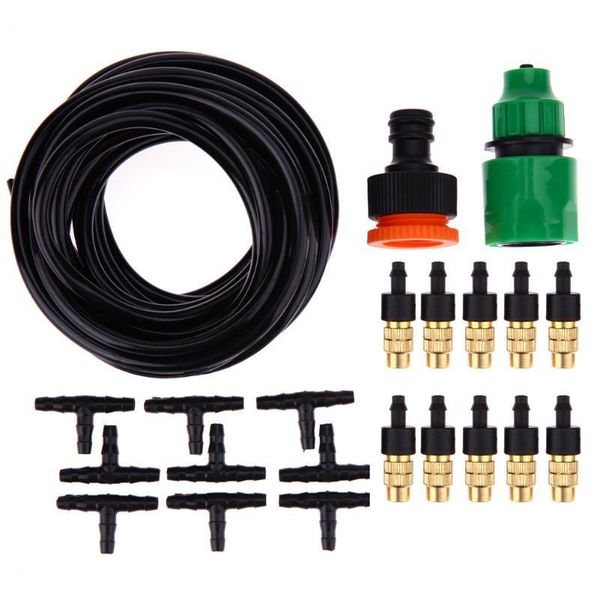 

outdoor garden misting cooling system fitting 4 7mm hose 10pcs nozzles kit sprinkler watering kits system garden supplies