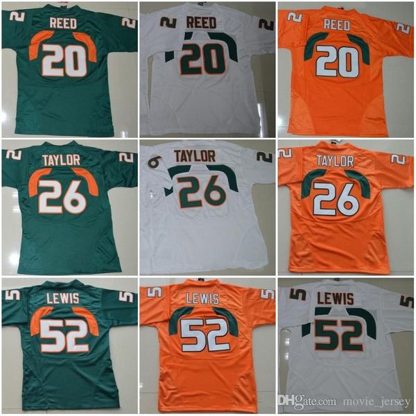 

miami hurricanes college jerseys #20 reed 52 ray lewis jersey acc 26 sean taylor football jerseys orange green white, Black