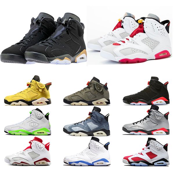 

6 6s dmp hare mens basketball shoes black infrared washed denim tinker psg men trainers sports sneakers size 7-13