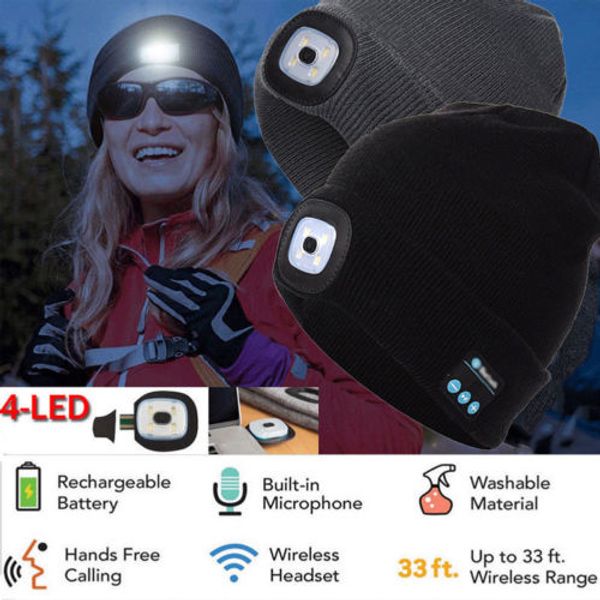 

fashion-designer led beanies with bluetooth warm hats bluetooth led hat wirelessp headset headphone speaker led hat light, Blue;gray