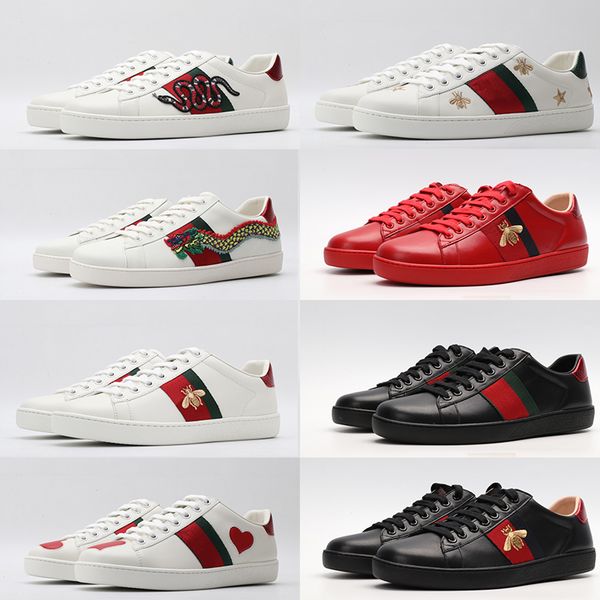 

2019 new arrival fashion men women casual shoes luxury designer sneakers shoes genuine leather bee embroidered, Black