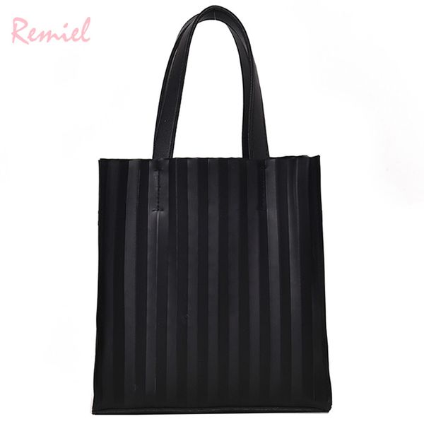 

transparent jelly tote bag 2019 fashion new pu leather women's handbag striped shoulder messenger bags