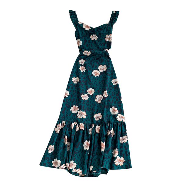 

summer sweet printing sling with caution machine dew fishtail bag hip lotus leaf long skirt fairy super fairy dress, Black;gray