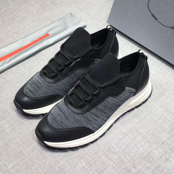 

men's canvas and calfskin trainers fashion europa fashion new sneakers b22 trainer technical knit shoes rd 38-44 02, Black