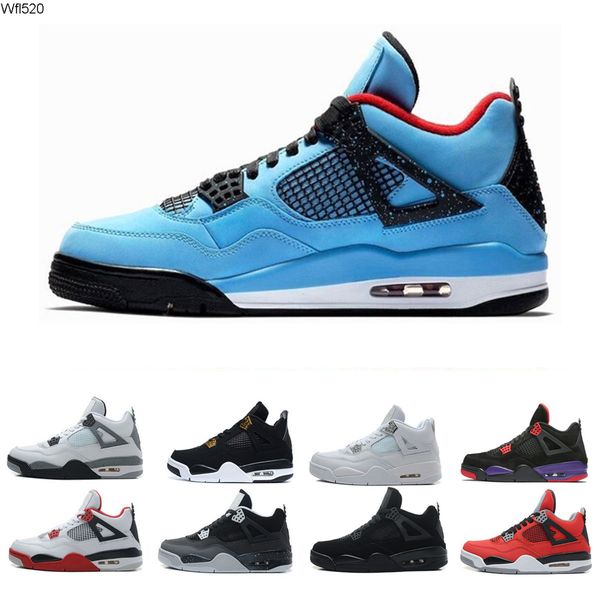 

men jordon basketball shoes sneakers 4 4s black yellow white cement pure money bred royalty game royal men sports designer shoes