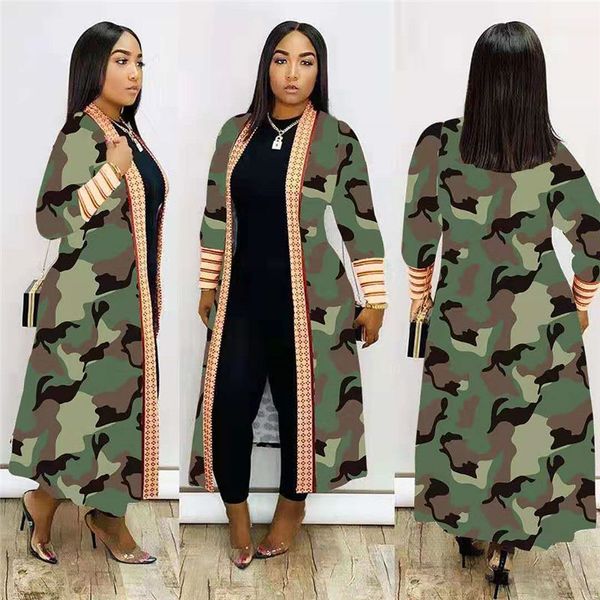 

fashion womens long cardigan long sleeve stand collar womens contrast color outerwear casual ladies loose clothing, Black;brown
