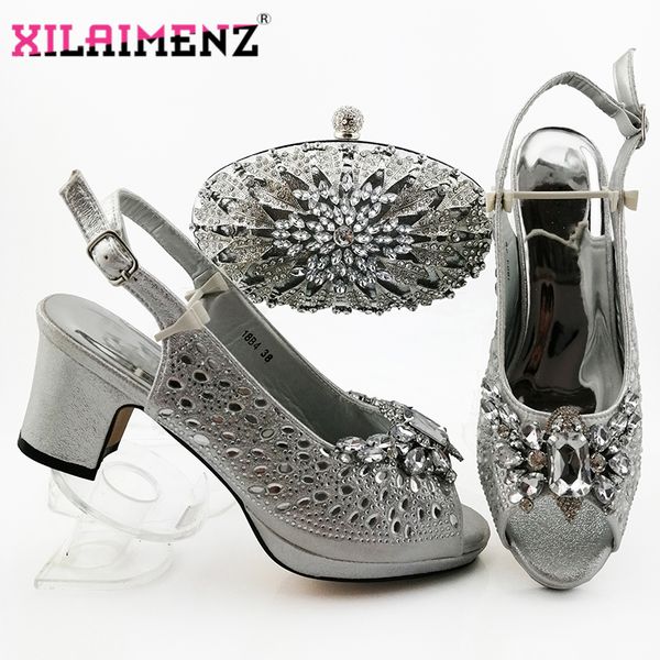 

mature style shoes and bag sets silver color italian shoes with matching bags women and bag to match for part, Black