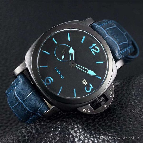 

brand limited edition 1950 pvd black carbon fiber case 00700 lab-id 700 black dial quartz mens watches leather strap luxury gents watches#12, Slivery;brown