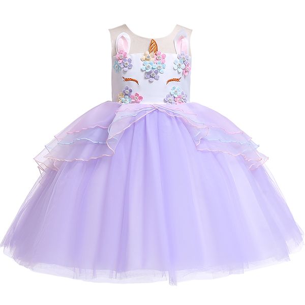 

halloween girls princess skirt lace tutu unicorn dress child dress selling ball grown wedding birthday party children wear xf13, Red;yellow