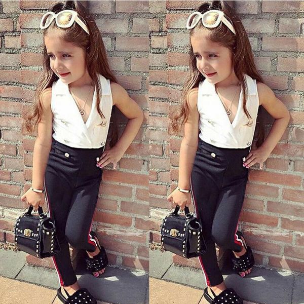 

pudcoco girl set 1y-7y toddler kids baby girl infant clothes t-shirt pants outfit sets tracksuit, White
