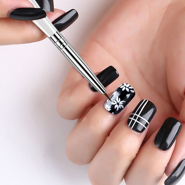 

новое прибытие 8 шт zebra pattern uv gel pen brush nail art pen brush рисования paint расставить салон набор инструментов, Silver
