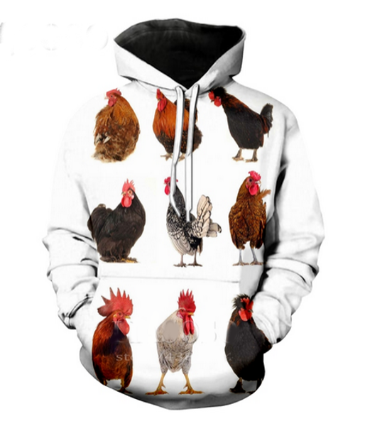 

new fashion 3d hd print men women animal chicken pullover hoodies street wear casual hip hop pockets sweatshirt clothing w0186, Black