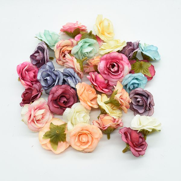 

20pcs silk roses flowers wall artificial flowers for home wedding decoration accessories diy scrapbook gifts fake plants