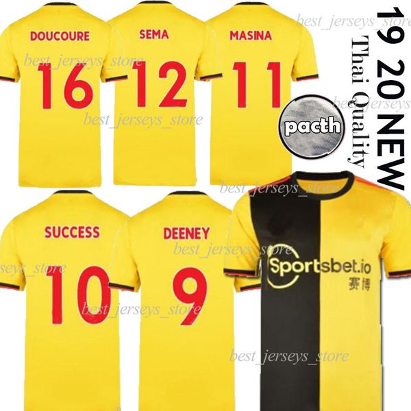 

watford 19 20 soccer jerseys home yellow pereyra deeney gray deulofeu 2019 2020 jersey hughes football shirts, Black;yellow
