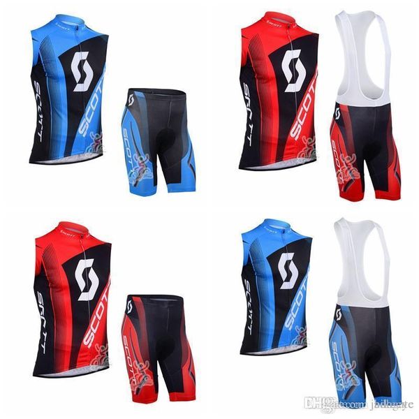 

2020 scott team cycling sleeveless jersey vest (bib )shorts sets breathable racing bicycle cycling clothing ropa ciclismo f0210, Black;red