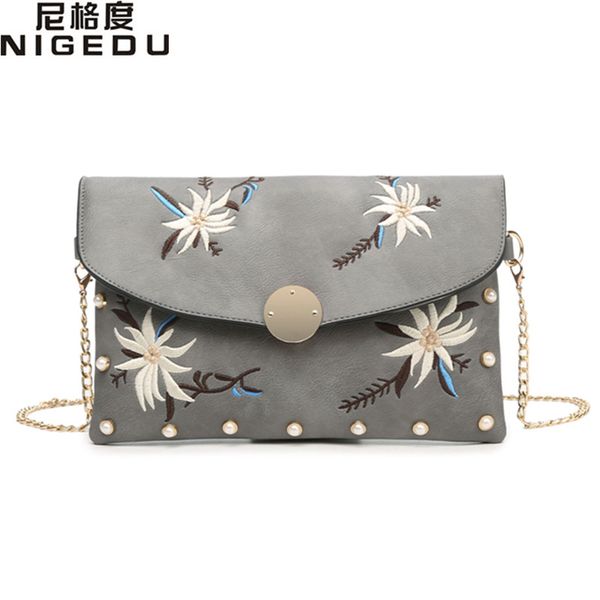 

вышивка цветы женские клатчи цепи заклепки конверт клатч pu crossbody сумки для женщин сумка вечерняя handbagshand сумка большой c