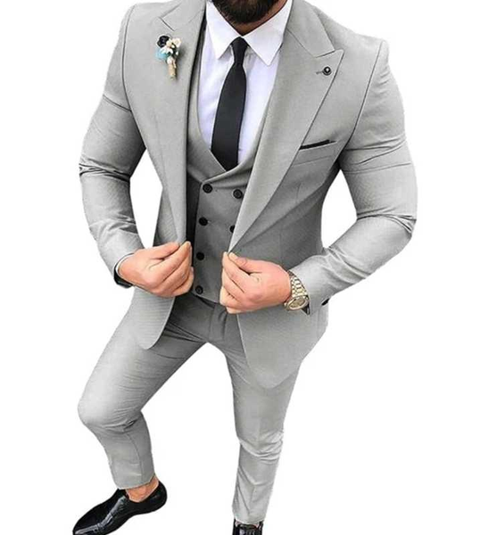 

men's suits 3 pcs notch lapel slim fit blazer casual prom terno men tuxedos for wedding fashion (blazer+pants, White;black