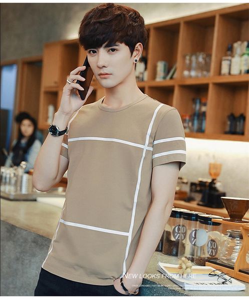 

cotton mens designer t shirts crew neck short sleeves male clothing casual fashion striped mens apparel, White;black