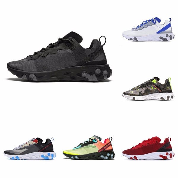 

new ashion react element running shoes fo men women light bone triple black royal solar team red mens trainers sports sneaker runner s#07080