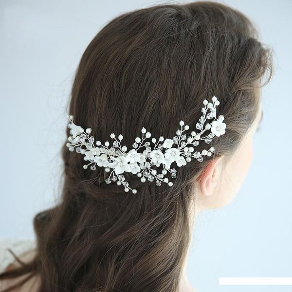 2019 2020 Bridal Hair Comb Jewelry White Floral Women Headpiece