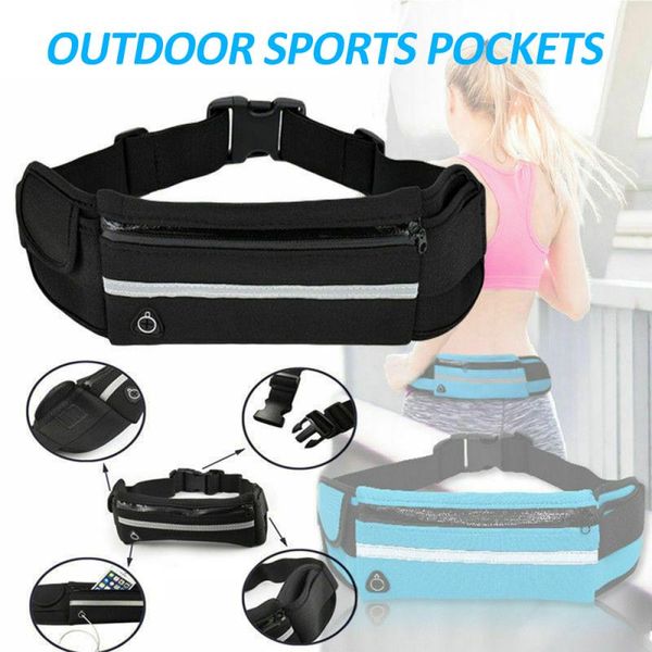Koşu Bel Çantaları Su Geçirmez Telefon Konteyner Koşu Yürüyüş Gym Spor Çantası 3 Cep Yansıtıcı Şerit Tasarım Koşu Kemer Bel