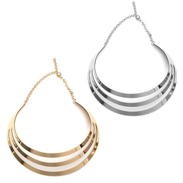 

trendy 1pcs alloy choker necklaces for round geometric multiayer gold silver punk jewelry acceeories for women girls gifts