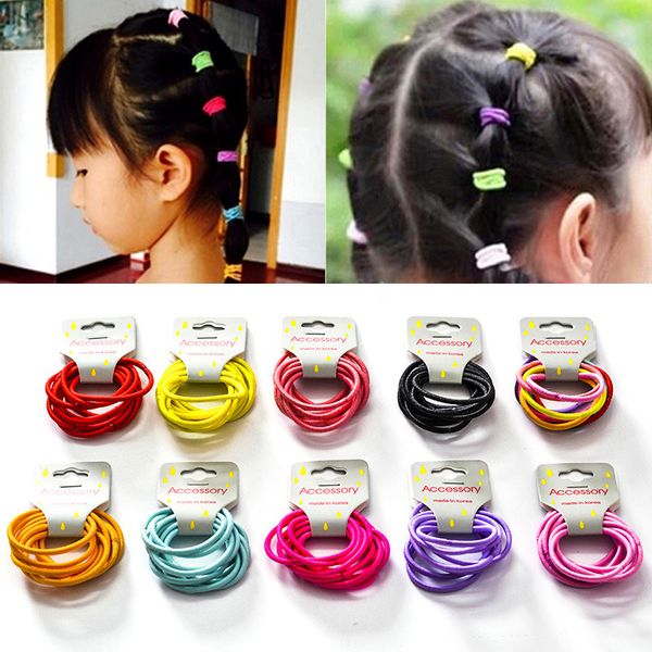 

hair small rubber cartoon candy lovely girls cute elastic hair bands ponytail holder headbands kids 30pcs=3set a0411, Slivery;white