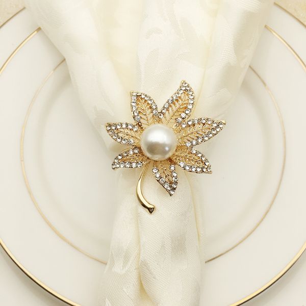 

100pcs diamond gold leaf napkin metal alloy meal napkin circle l model house ring