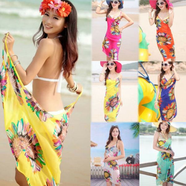 

floral beach cover up women shawl bathing suit bikini cover up beach dress sarong wrap pareo swimwear