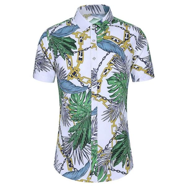 

одежда для вечеринок мужчины свободные гавайские рубашки с коротким рукавом цепи печатные рубашки для отложным воротником цветочная рубашка, White;black