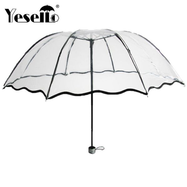 

yesello plastic eva transparent umbrellas for protect against wind and rain long-handle umbrella clear field of vision