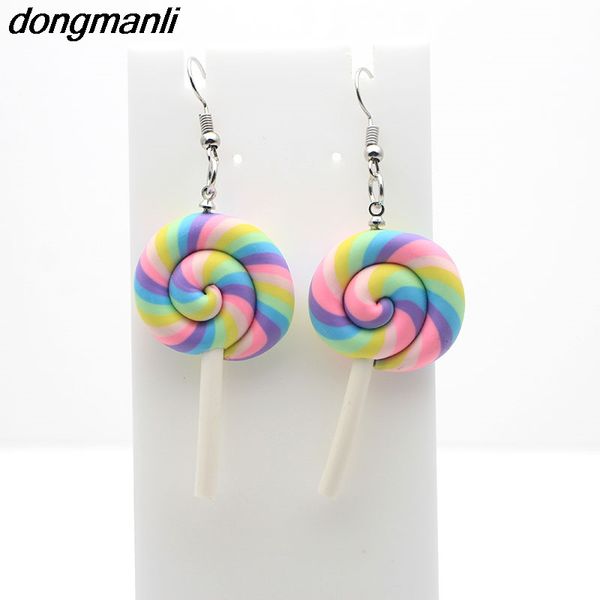 

p821 dongamnli rainbow swirl lollipop earrings earring candy costume trendy style woman girl jewelry dropshipping, Golden;silver