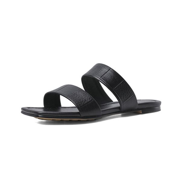 

новые женщины квартира с повседневным летом вне пляж плоского тапочки открытого toe сандал женского simple слайды, Black