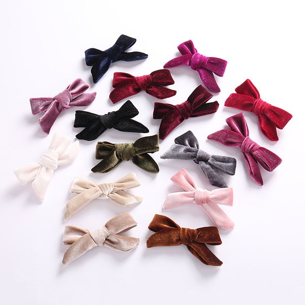 

girls children hair pin popular hair clip baby 1pc korean bowknot hair accessories velvet barrette, Slivery;white