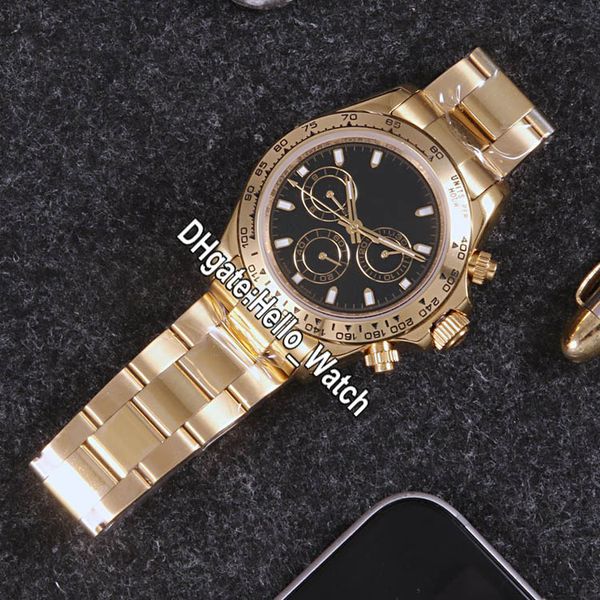 

new dayto 40mm 116508 automatic mens watch black dial sapphire no chronograph yellow gold steel bracelet watches hello_watch high quality, Slivery;brown
