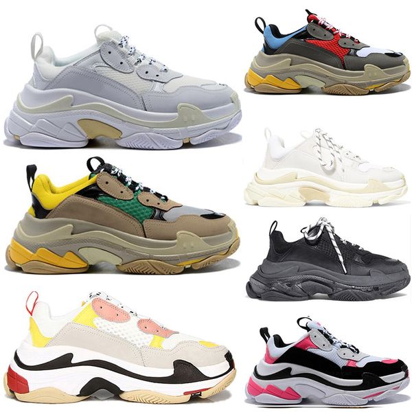 

fashion paris 17fw platform designer shoes triple s sneaker casual for men women sale black pink white mens sports sneakers size 36-45, White;red